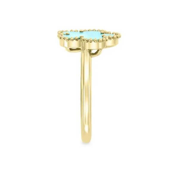 (Certified + warranty) Effy 14K Gold Turquoise flower Ring / Made in the USA - Picture 4 of 4